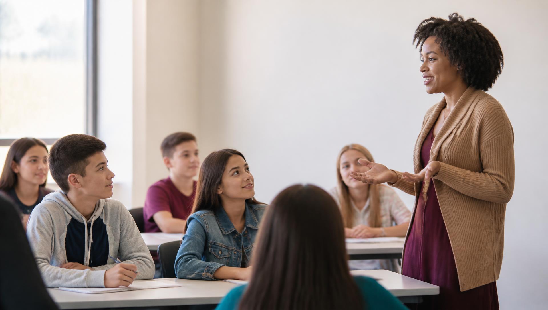 Teacher leading a classroom of students for an AITSL teaching skills assessment