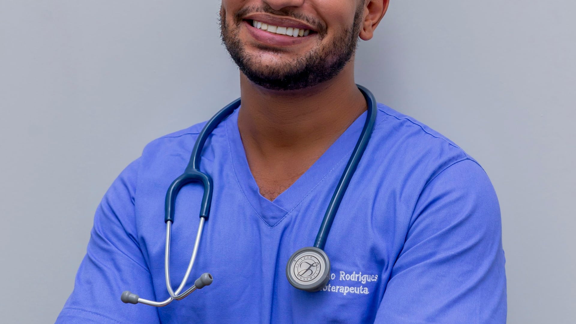 Registered medical doctor with stethoscope examining diagnostic records in a clinical hospital for MBA and AMC medical assessment
