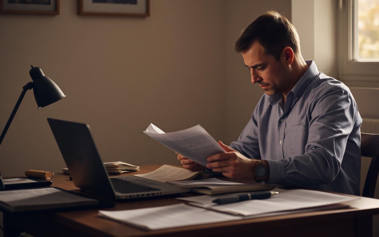 A researcher reading immigration policy updates and draw results at a desk