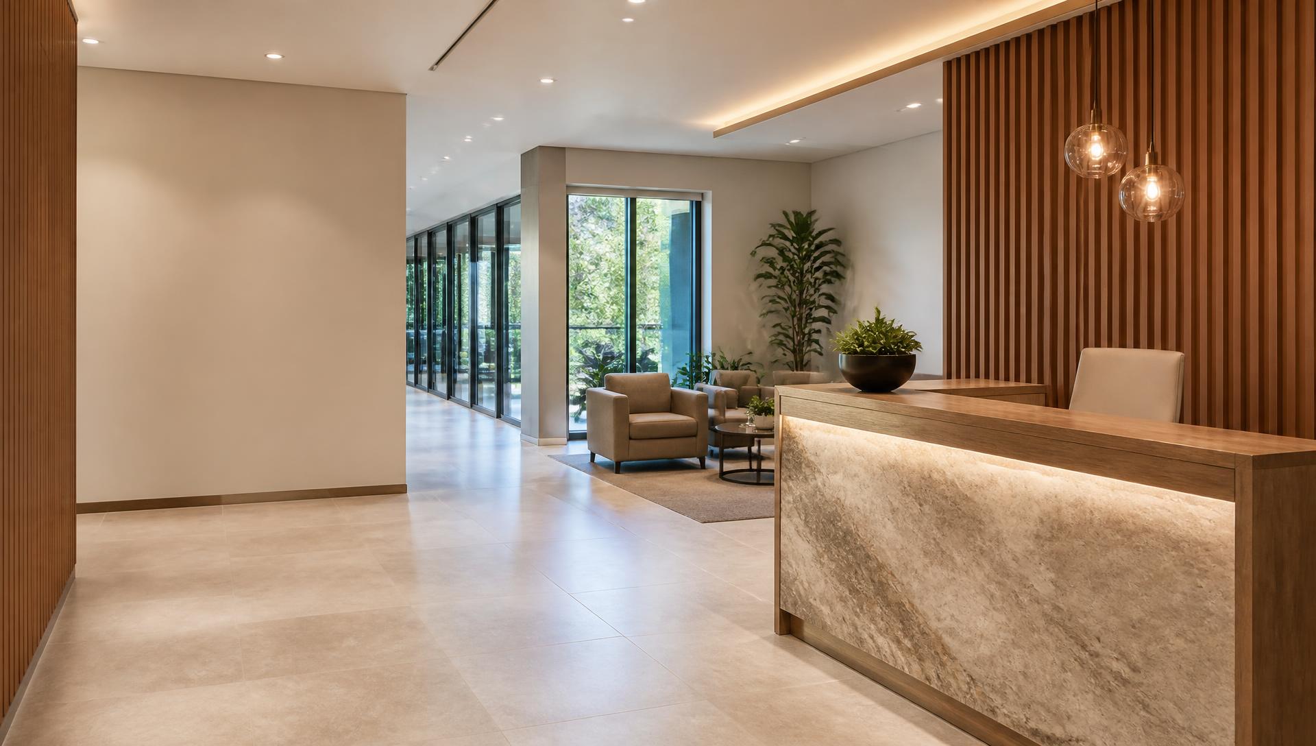 Reception area of a professional immigration consultancy office
